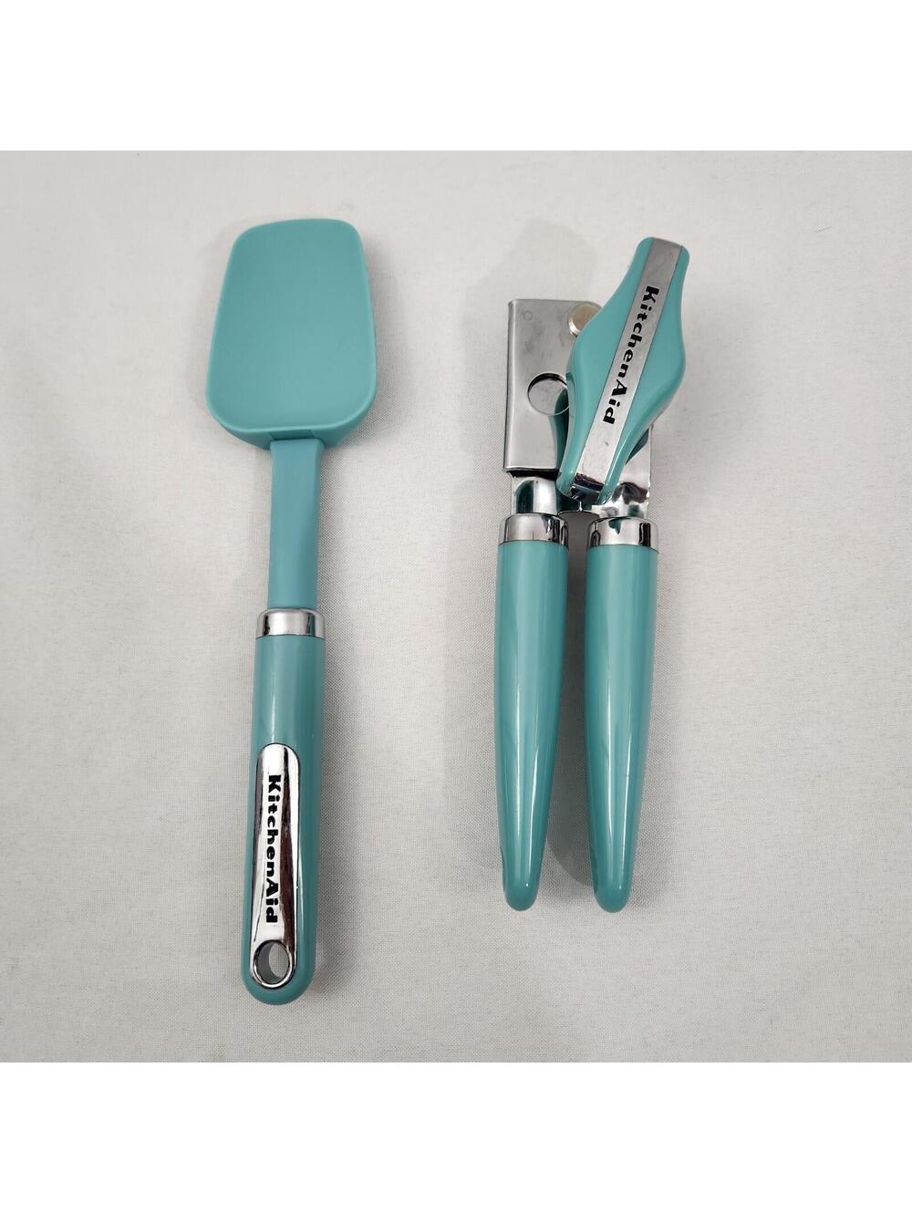 KitchenAid Turquoise Aqua Sky Manual Can Opener & Spatula Set Pair